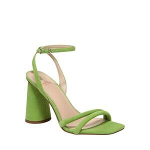 Sam Edelman Kia Block Heel Sandal 8.5 Apple Green Suede Square Toe Ankle Strap